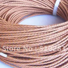 Высококачественный 100 метр/рулон 3 мм натуральный цвет светло-коричневый плетеный geunine кожаный шнур круглый кожаный шнур