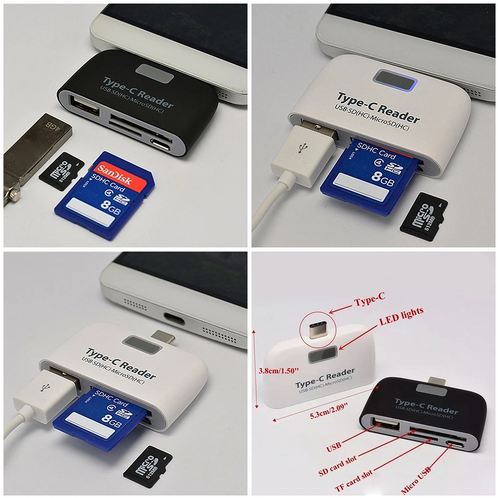 ABS телефон камера Micro SD TF Память высокоскоростная карта Mini USB 2,0 кард-ридер u-диск клавиатура мышь