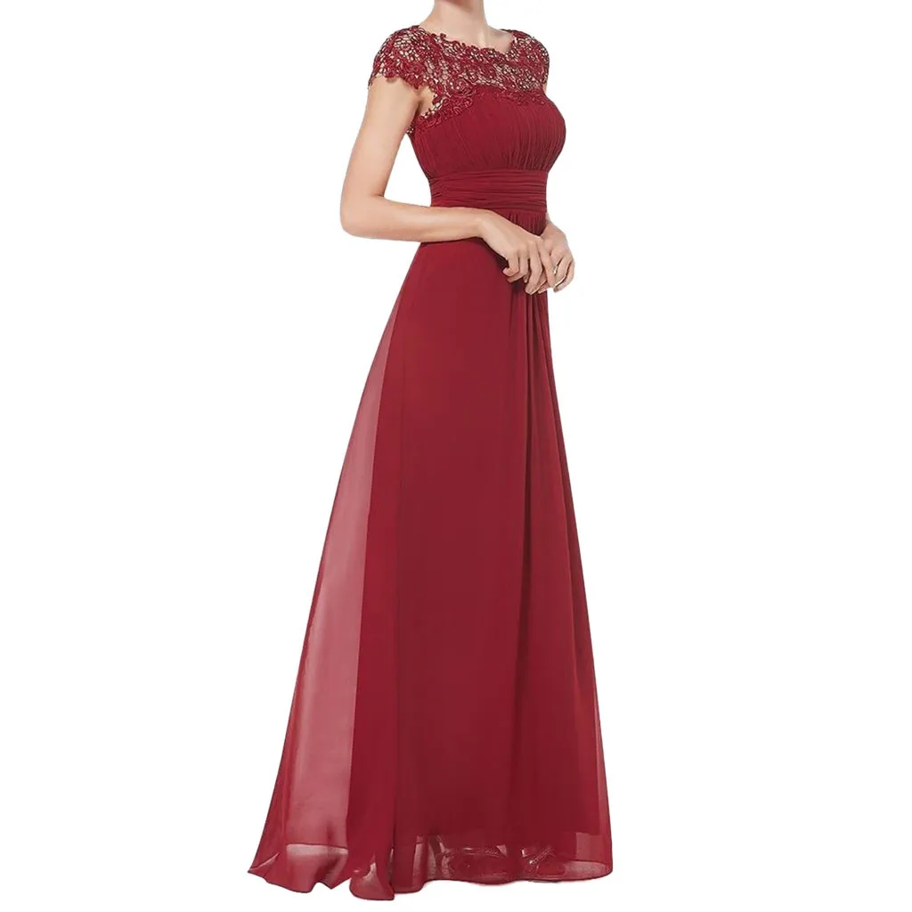 TELOTUNY, женское платье, цветочное, официальное, кружевное, винтажное, короткий рукав, тонкое, свадебное, макси платье, женское платье, модное, горячее предложение, новинка, Jan22 - Цвет: Red