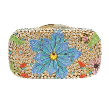 Стильная вечерняя сумочка; BS010 для Леди Люкс Кристалл алмаза вечер клатч цветок Мода сцепления вечерние кошелек золотые свадебные Сумки 88185