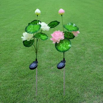 

Solar Powered 3 LED Artificial Lotus Flower Light Landscape Pathway Lamp for Outdoor Yard Decoration