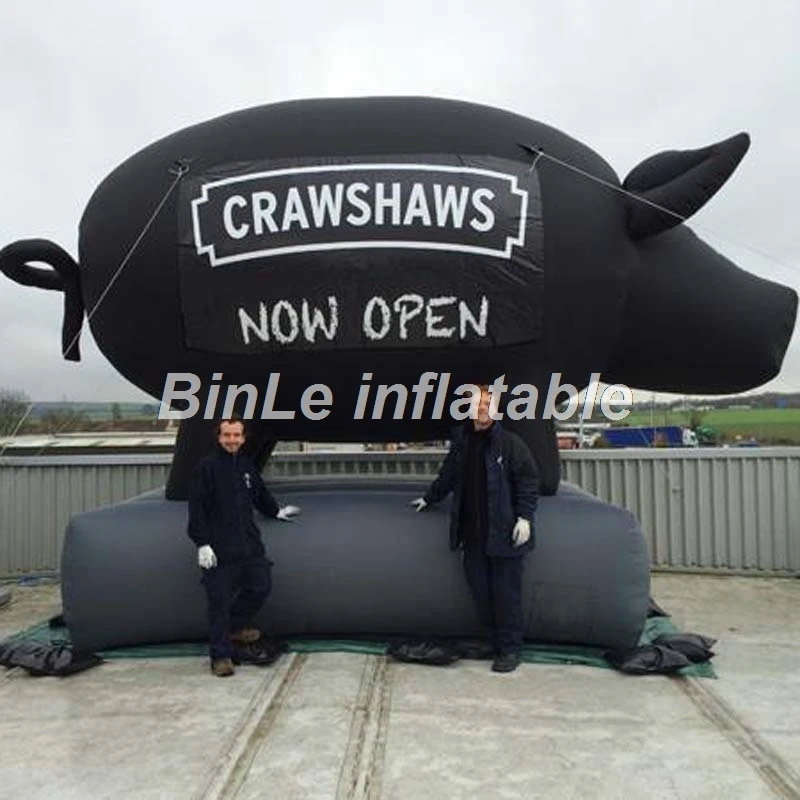 РЕКЛАМА Большой черный цвет надувная свинья воздушные шары с логотипом для открытия магазина