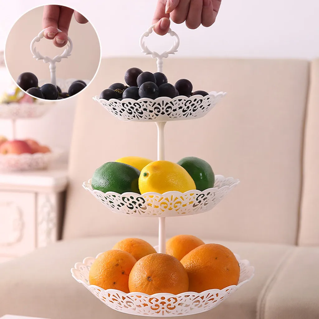 

3 Tier Plastic Cake Stand Afternoon Tea Wedding Plates Party Tableware New Bakeware Cake Shop Three Layer Cake Rack Dropship