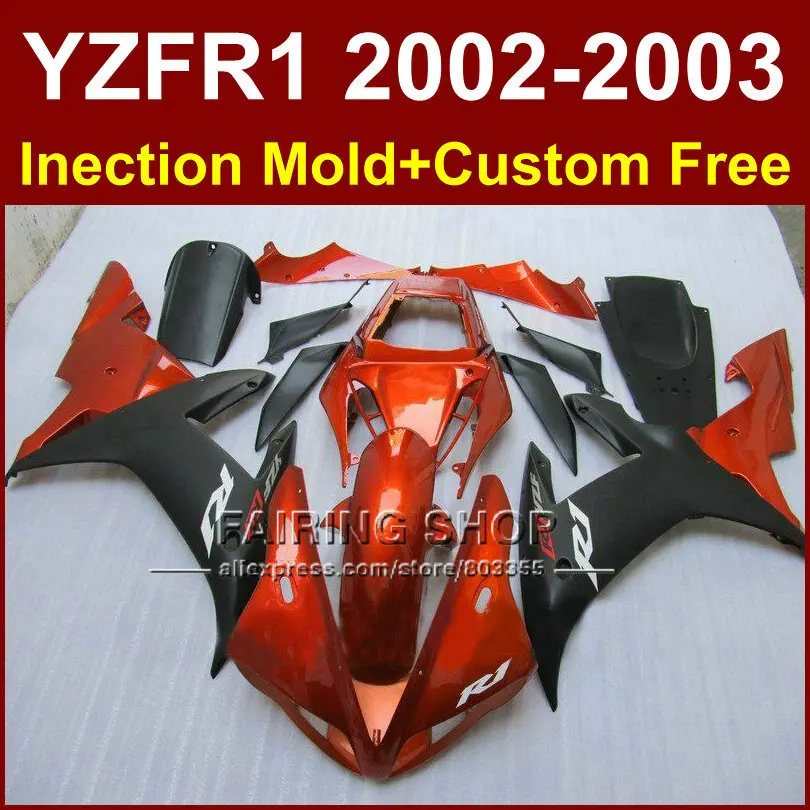 Сгоревшая оранжевая обтекатель на заказ для кузова YAMAHA YZF1000 02 03 YZF R1 2002 2003 yzf r1 запасные части + 7 подарков|custom
