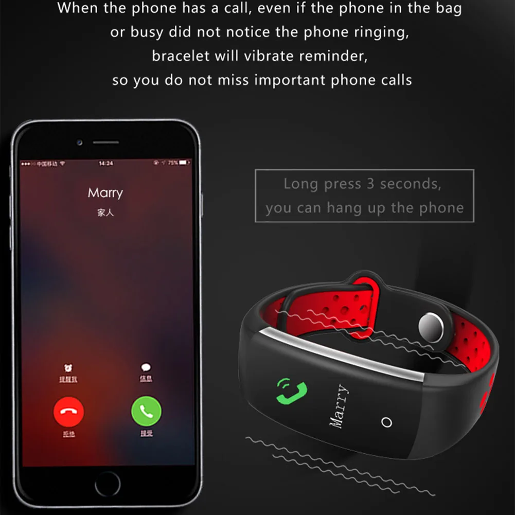 New Smart Bracelet Bluetooth Heart Rate Blood Pressure Sleeping Monitoring Watch DOM668