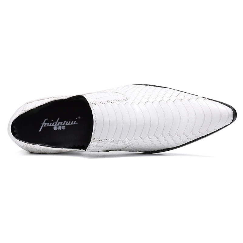 Genuíno Prom Sl303 Dos Deslizamento Apontou Cor Whitle Em Festa Toe Mocassins Homens Homem Branco Jacaré Casamento Couro Italiano Sapatos De Designer qCacc0
