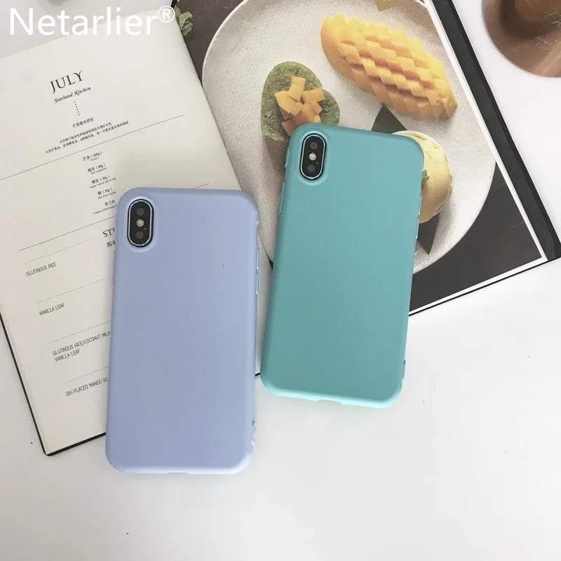 

Netarlier Case For iPhone 6 6s 4.7inch Matte Plain Candy Color High Quality Silicon Soft Black Pink Purple Mint Green Blue Cover