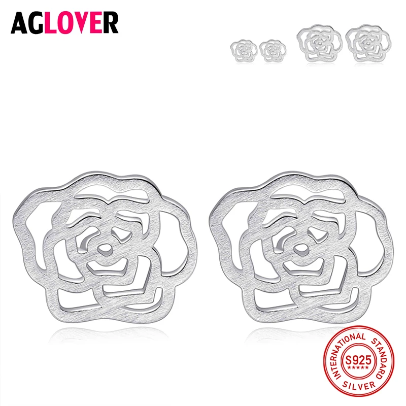 

Real 925 Sterling Silver Original Charm Flower Brand Stud Earrings For Women Gift Wedding Female Jewelry