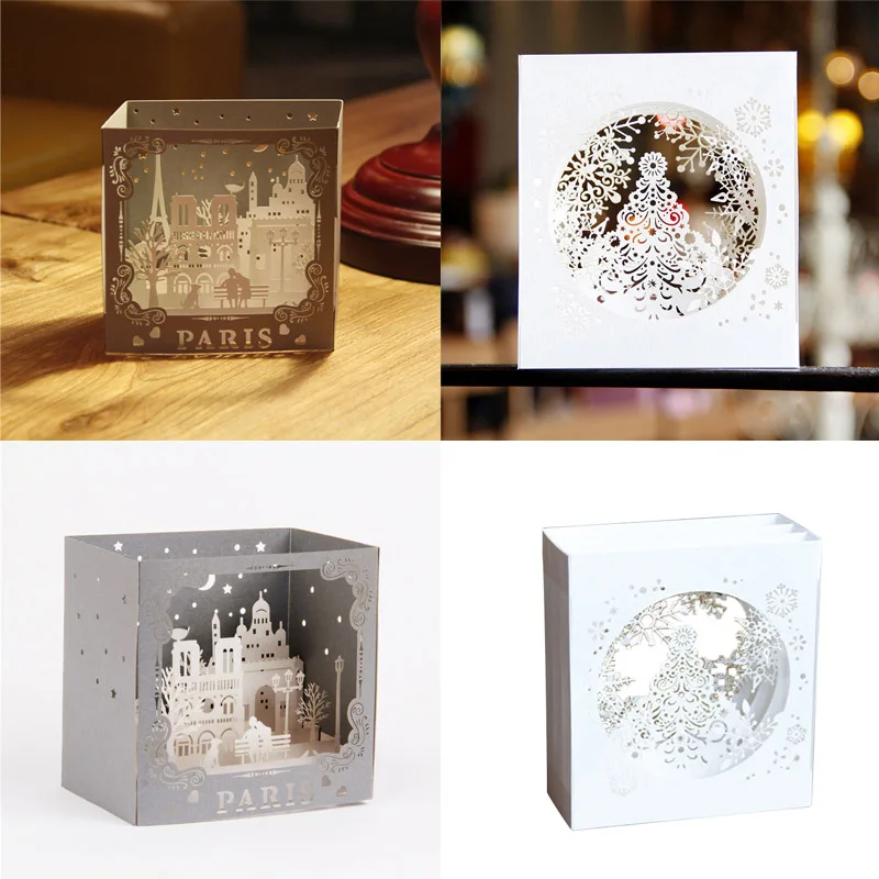 

1 Pcs Valentine Invitation Sculpture Greeting Cards Handmade 3D Hollow Carved Merry Christmas Greeting Card Craft