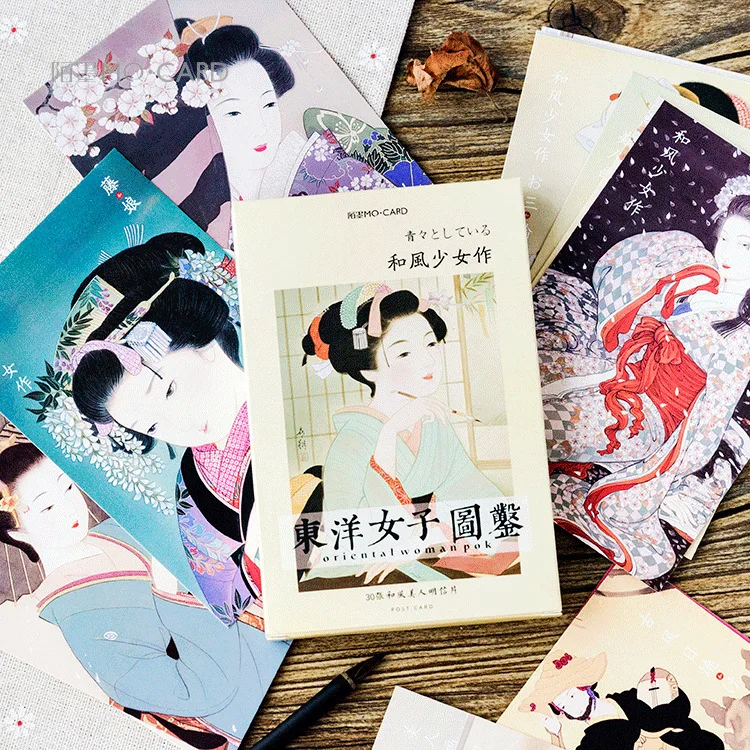 30 листов/набор, открытка для японской девочки/поздравительная открытка/открытка на Рождество и новый год