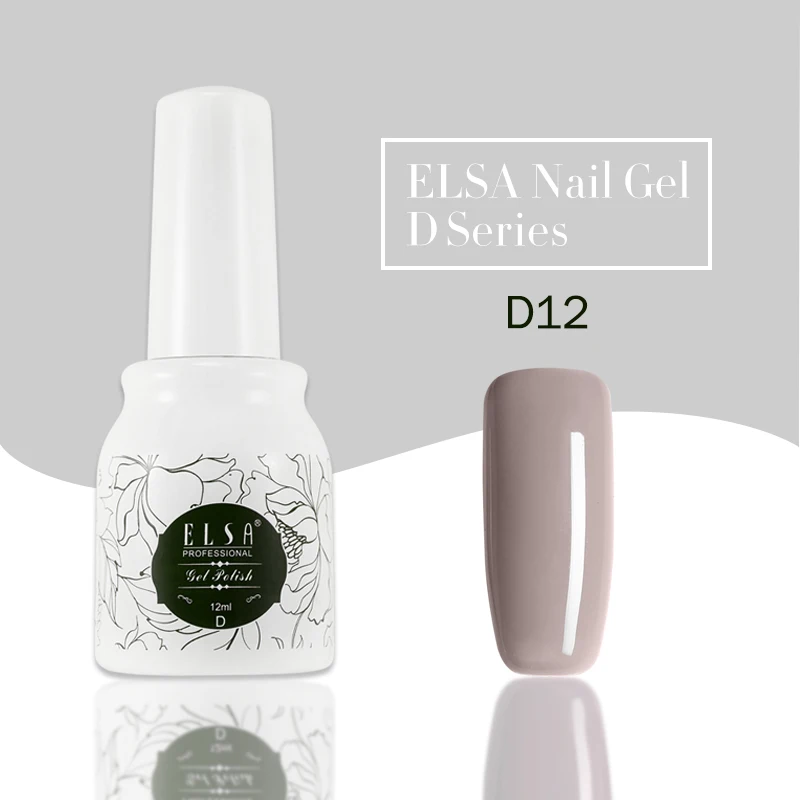 Гель-лак ELSA для ногтей, 12 мл, телесный серый цвет, замачиваемый УФ-Гель-лак, долговечный УФ-лак для дизайна ногтей, маникюрный здоровый гель - Цвет: D12