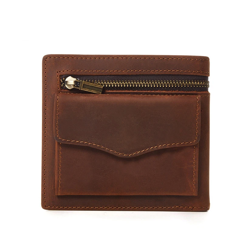 

Brand Men Genuine Leather Wallet Zipper&Hasp Design Small Wallet Male High Quality Short Card Holder Coin Purse Carteira