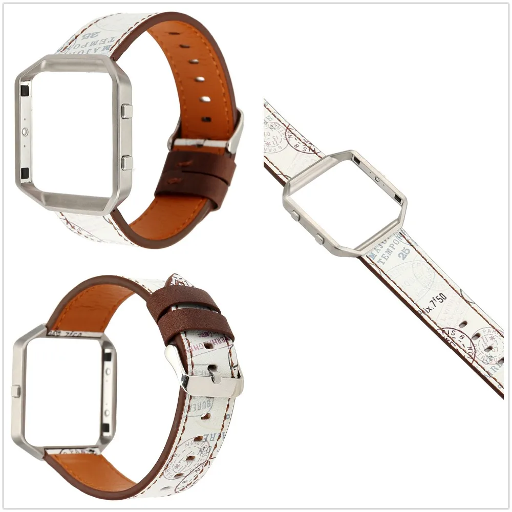 

Retro print Leather Strap WatchBand For Fitbit Blaze with frame replacement bracelet wristband for Fitbit Blaze smart watchband