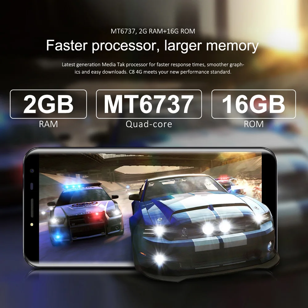 OUKITEL C8 4 г смартфон 18:9 5 дюймов HD Дисплей Android 7 0 MT6737 Quad Core 2 ГБ Оперативная память 16