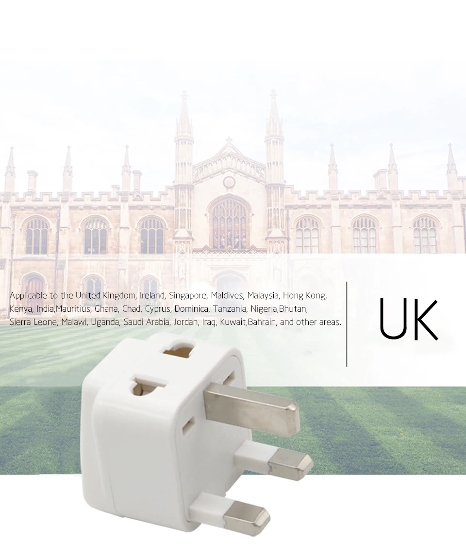 Universal AU EU US to UK 3 Pin UK AC Power Socket Plug Travel Wall Charger Outlet Adapter Converter 2 Device Charging Phone (6)