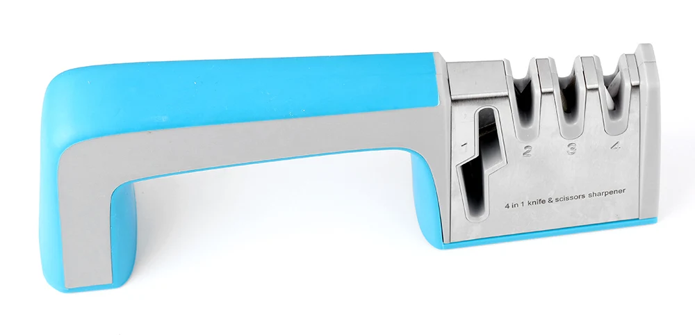 4 отверстия) Многофункциональная точилка для ножей Алмазная Вольфрамовая сталь Керамическая точилка для ножей кухонный заточный инструмент камень бытовой - Цвет: blue