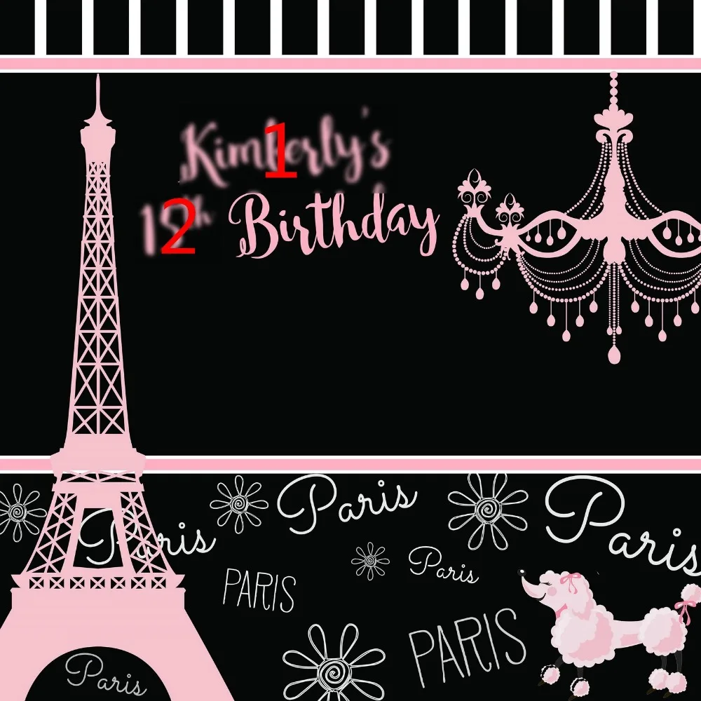 Пользовательские Париж Эйфелева башня свет 15th день рождения полосатый Собака обои высокого качества компьютерная печать вечерние фоны