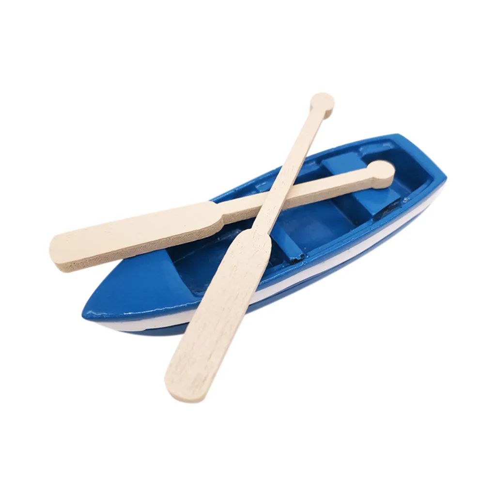 

1 Set Cute Blue Mini Boat Exquisite Blue Mini Boat Miniature FOR 1/12 Dollhouse Living Room Decoration Kids Toy Gift a613
