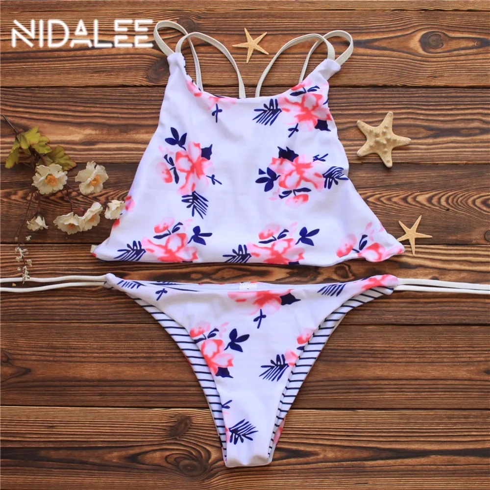 

2017 New Women Bikinis High Neck Push up Bikini Set Printed Swimwear New Swimsuit Biquini Brazil Bikini Set For Women