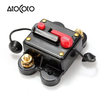 

250A 100A Inline Reset Circuit Breaker Fuse Holder Sockets Tool for 12V Protection Car Auto Boat Audio Stereo