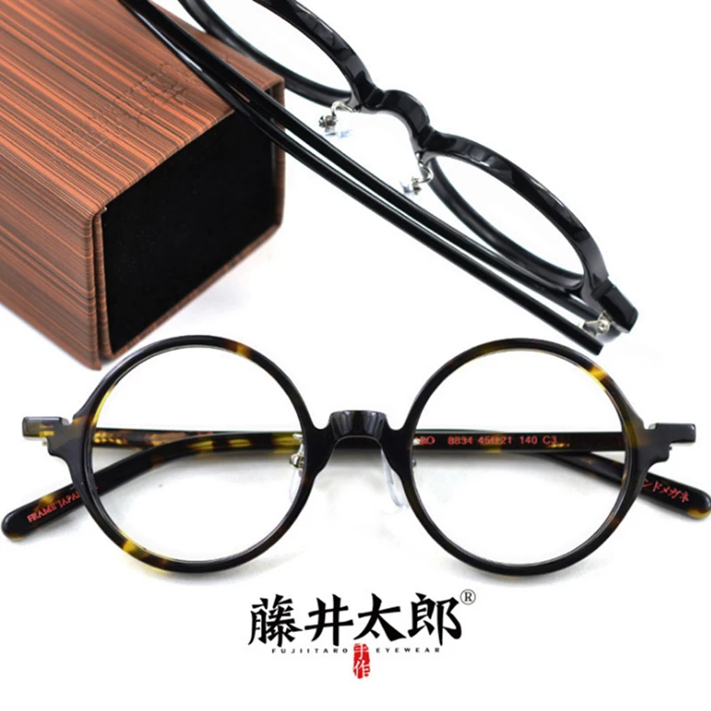 

TARO FUJII Spectacle Frame Eyeglasses Men Women Vintage Round Acetate Myopia Optical Computer Clear Lens Glasses Frame For Male