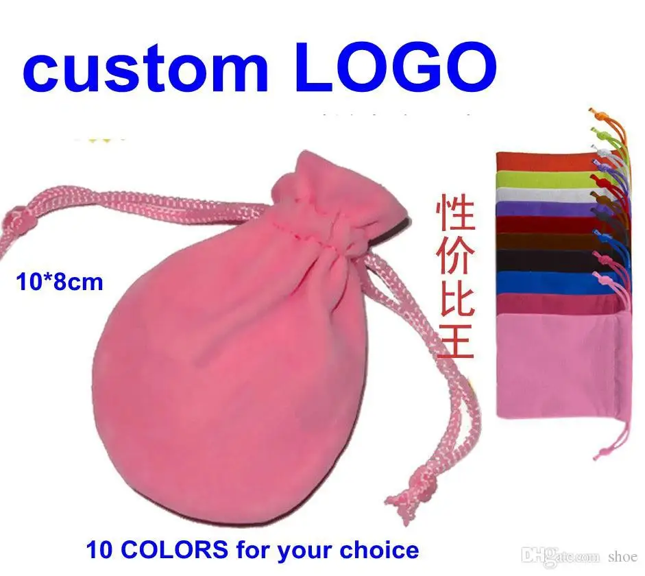 

200pcs custom your logo 10*8cm 10 colors colors Jewelry Pouches Velvet jewelley bags unforgettable moments pouch