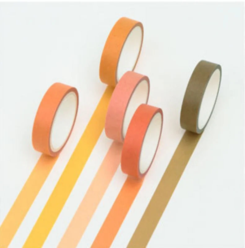 new 5pcs/lot 5m Length Creative Pure Color Practical Decorative Adhesive Tape Masking Washi Tape School Office Supplies