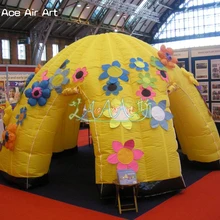 Блестящий дизайн желтый надувной купол seedpod разноцветные цветы, купол событий для торговых шоу