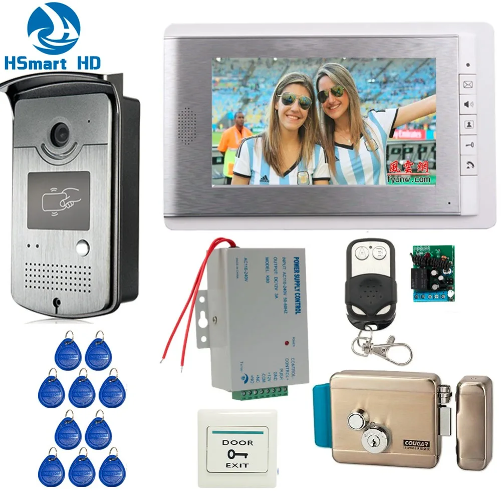 Home Wired 7 inch Video Door Phone Intercom Entry System 1 Monitor + 1 RFID Access IR Camera + Electric Control Door Lock Home Wired 7 inch Video Door Phone Intercom Entry System 1 Monitor + 1 RFID Access IR Camera + Electric Control Door Lock