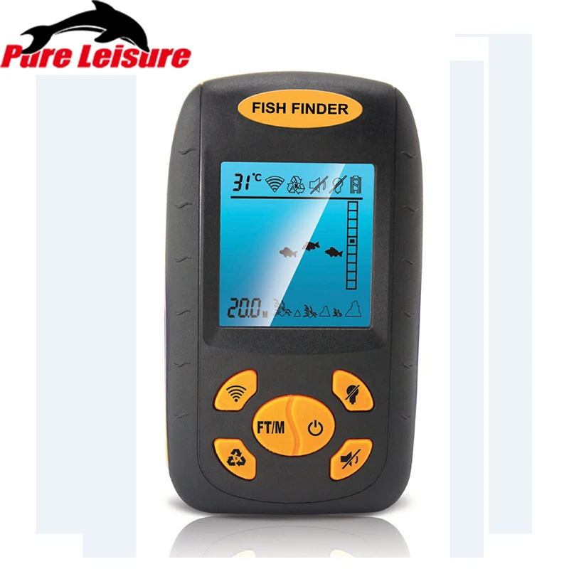 

Pureleisure Fish Finder Alarm Transducer Portable Sonar LCD Fish Finder Equipment Depth Fish Alarm Wired Fish Detector Sounder