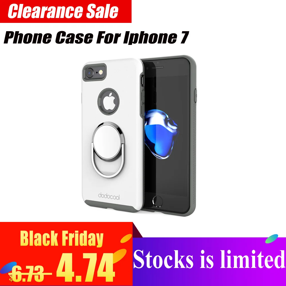 Beste Dodocool Fashion Luxe Case voor iPhone 7 Case met Universele 360 Graden Draaibare Ring Grip Stand Ring Houder voor iPhone 7