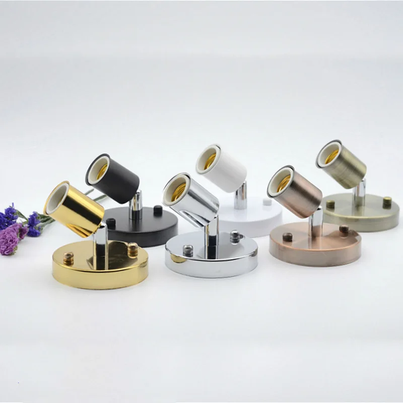 

E14 E27 Lamp Base Silver Golden Round Ceiling/Wall Mounted Bulb Socket High temperature resistant ceramic screw Lamp Base Holder