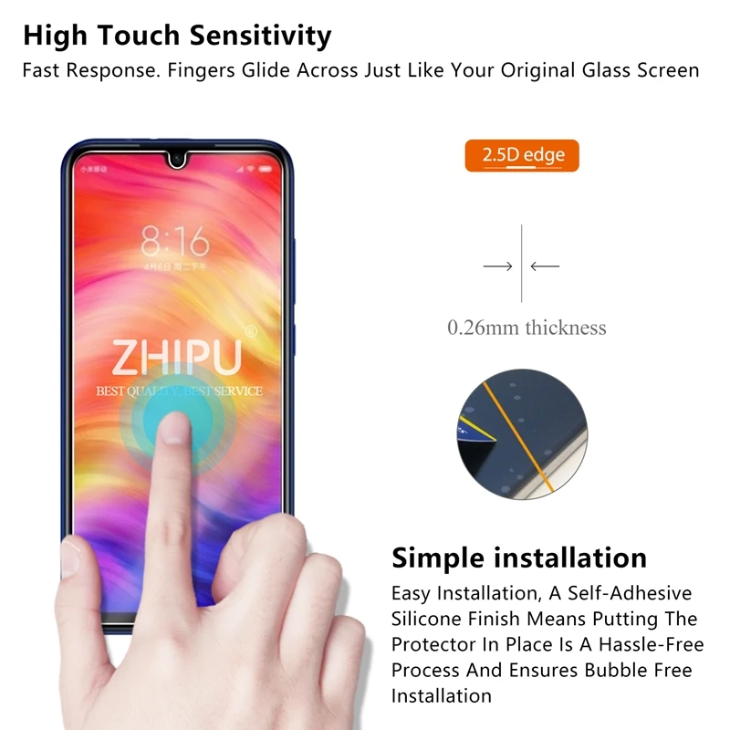 10 шт. закаленное стекло для Xiaomi Redmi Note 7 Pro защита экрана 2.5D 9H защитное