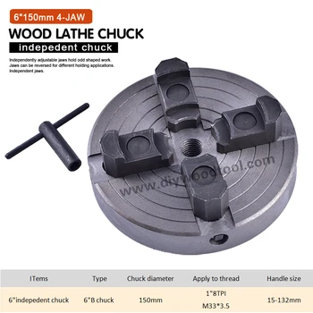 

four jaw lathe chuck manual type independent lathe 6'' inch for sales 4-jaw wood lathe chuck 6 inch/150mm indepedent chucks