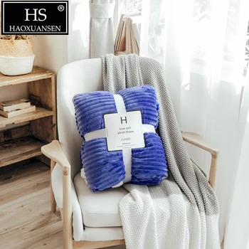 

Super Soft Warm Sherpa Throw Blanket Solid Color Stripe Embossed Flannel Fleece Blanket Reversible Design Kid Adult For Bed Sofa