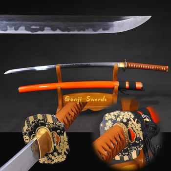 

Full Handmade Japanese Katana Damascus Folded Steel Chaos Clay-Tempered Real Samurai Sword Sharp Edge