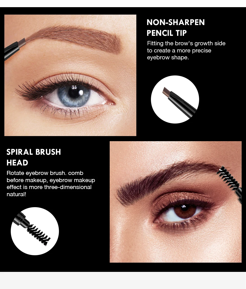 BANXEER Foundation+ Eyebrow Pencil Cosmetic Set Drak Brown Eyebrow Waterproof Long Lasting Foundation Concealer Makeup
