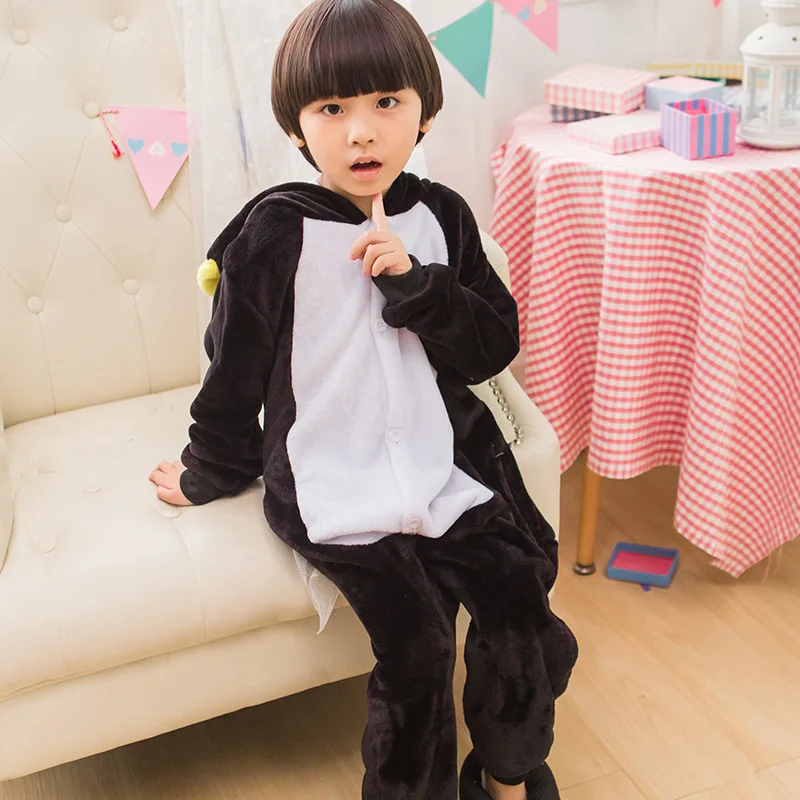 Черный Пингвин Onesie Пижама Kigurumi животное Косплей Костюм Хэллоуин семья пижамы для женщин