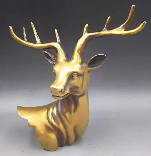 CHINESE BRASS HAND CARVED Deer head statuesin Statues & Sculptures