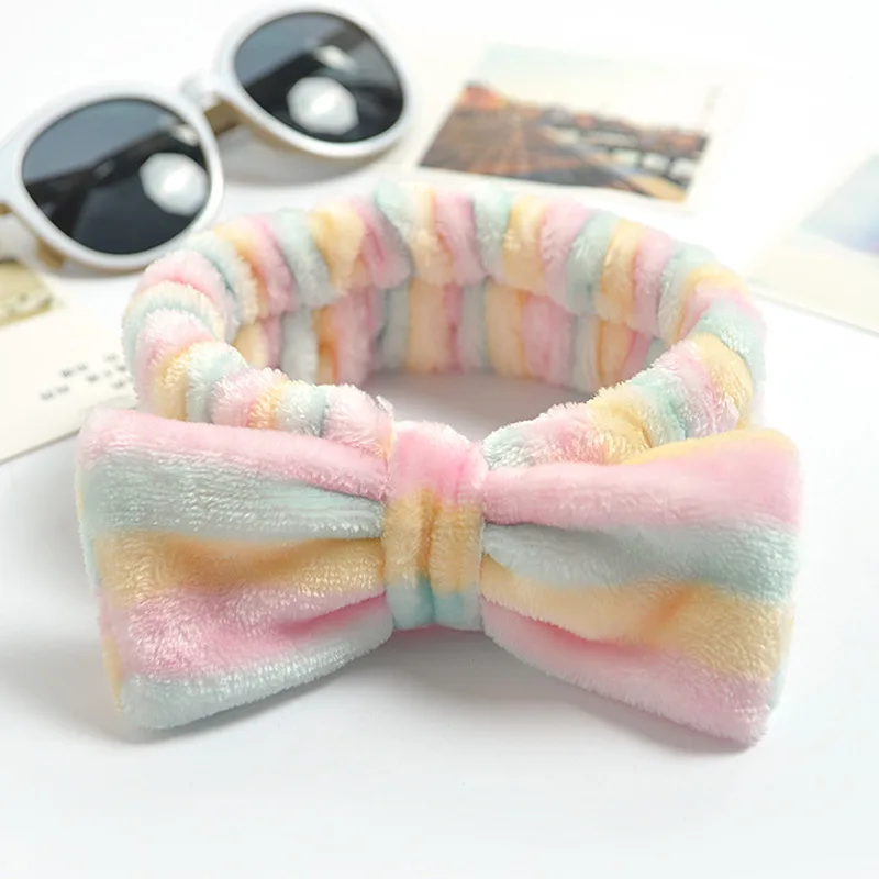 

Women Fashion Head Band Lovely Soft Carol Fleece Bow knot Bow Makeup Cosmetic Shower Elastic Hair Band Headband
