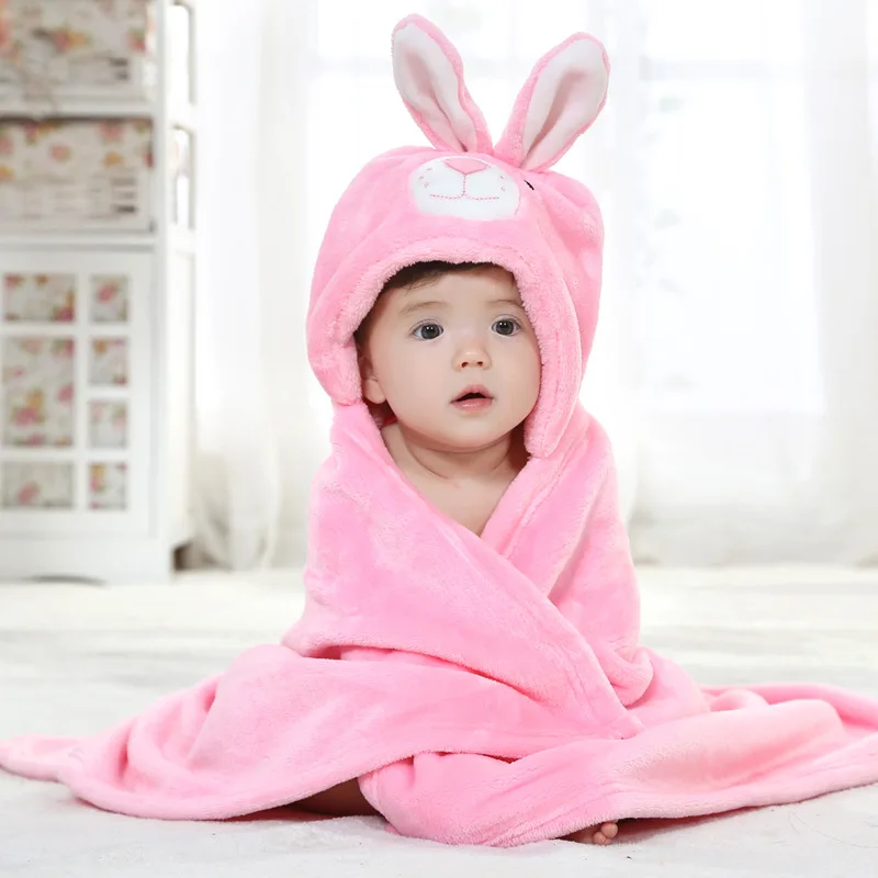 Baby Infant Comfortable Bathrobe Cute Animal Cartoon Babies Blanket Kids Hooded Bathrobe Toddler Baby Bath Towel Stuff