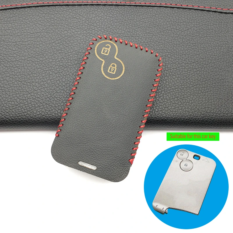 

99% Praise Genuine Leather Car Key FOB Case Cover Wallet Set for Renault Laguna 2 Buttons Remote Protector