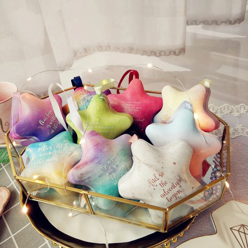 Christmas Iron Star Wishing Boxes Colorful Wedding Candy Box Tree Decoration Gradient Ramp Chocolate Gift 5pcs/set | Дом и сад
