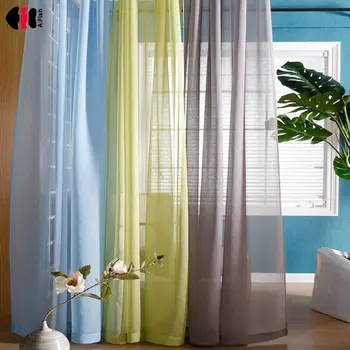 

Pure Linen Tulle Curtains Kitchen Decorations Window Treatments Living Room Divider Sheer Solid Voile Blinds Single Panel WP276D