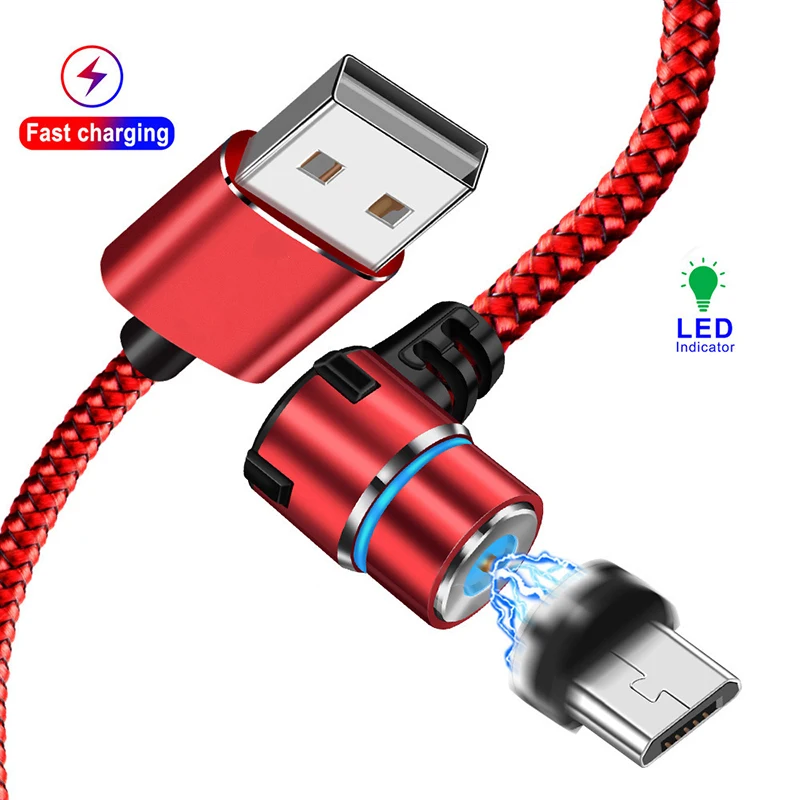 

Magnetic Micro USB Cable 2.1A 90 Degree Fast Charging Microusb Charger Cord For Samsung Xiaomi Tablet Android Phone Micro Cables