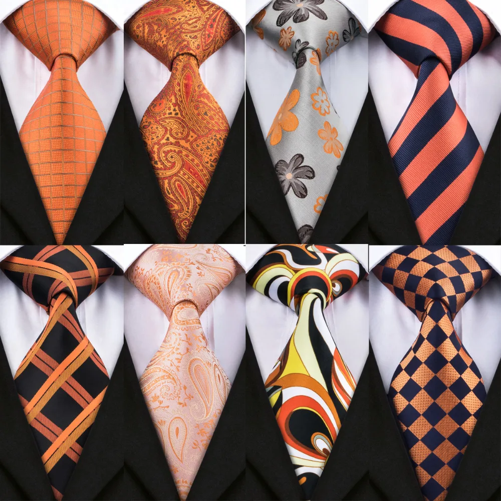 

DiBanGu 2018 New Arrival 12 Styles Silk Ties For 8.5CM Orange Color Men's Neckties For Business Wedding Suit Neck Tie Gravatas