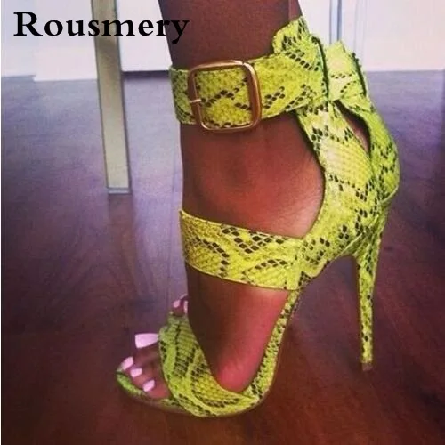 Big Buckle Python Print Sexy Women Sandals High Heels Stiletto Open Toe Women Pumps Summer Ladies Party Shoes Woman Big Size 42 Big Buckle Python Print Sexy Women Sandals High Heels Stiletto Open Toe Women Pumps Summer Ladies Party Shoes Woman Big Size 42