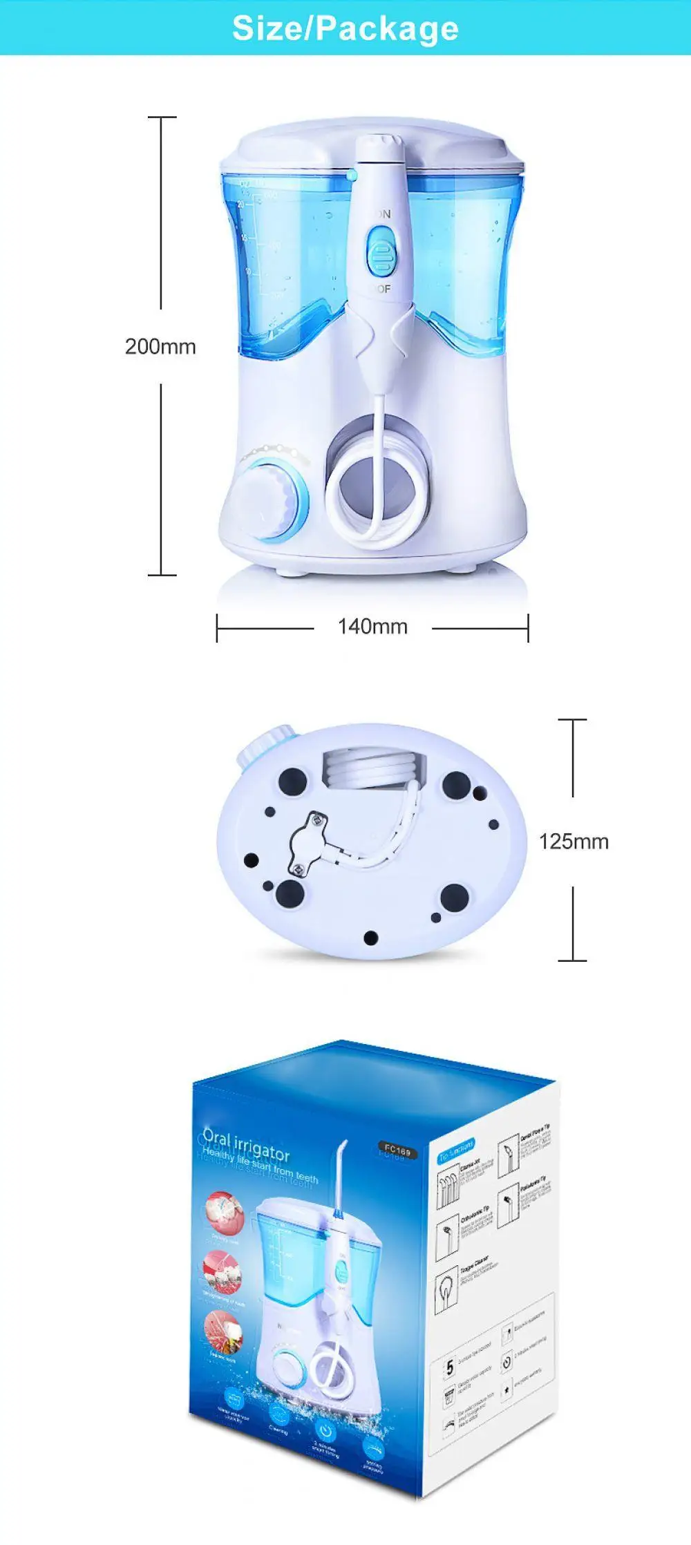 Новое поступление FC-169 FDA Вода Flosser с 7 наконечниками Электрический ирригатор для полости рта зубная нить 600 мл емкость гигиена полости рта