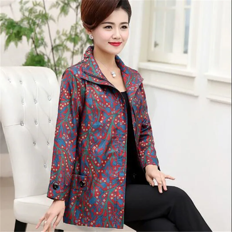 Mode Printemps Coupe Gamme Imprimer Blue Plus Taille Nouveau L Manteau Loisirs Veste Nouvelle vent Femelle 5xl Moyen red Automne Haut D'âge De Survêtement La Femmes 1clKFJ