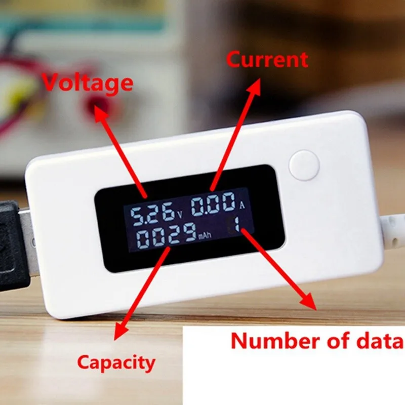 USB зарядное устройство Емкость тока тестер напряжения метр для сотового телефона мощность ЖК-дисплей Вольт Ампер монитор для батареи